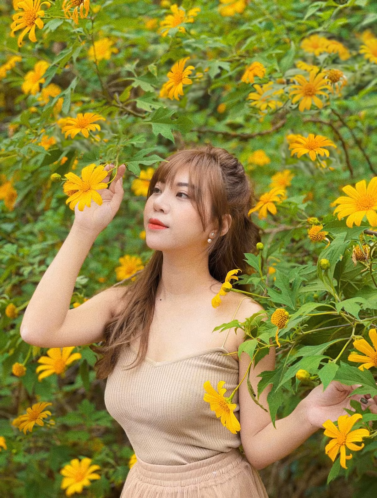 Dù chỉ là loài hoa dại sống giữa lớp đất đai khô cằn, hoa dã quỳ vẫn tự tin vươn mình khoe sắc, thu hút bao ánh nhìn và níu giữ du khách đi đường. Ảnh: Huyền Bùi