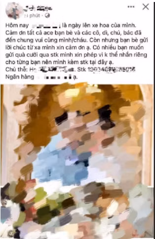 Mới đây, bài đăng về hình thức “mừng cưới kiểu 4.0” khi đính kèm số tài khoản kèm theo lên MXH đã gây xôn xao. Hành động đính kèm số tài khoản lên trang cá nhân như vậy theo nhiều cư dân mạng nhận xét là hành động không được tế nhị.