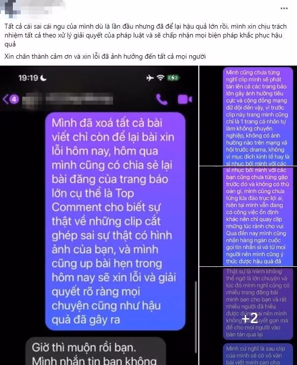 Sau đó, trên fanpage TikToker Hoàng Minh đã đăng tải đoạn clip xin lỗi và thừa nhận hành vi sử dụng hình ảnh của các cô gái một cách dối trá khi cố tình lồng ghép đoạn âm thanh chê bai những người đi xe máy. Ảnh: Chụp màn hình