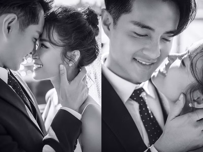 Trong bộ ảnh cưới ở trời Tây, đôi uyên ương không giấu được niềm hạnh phúc qua nụ cười, ánh mắt, những nụ hôn ngọt ngào, cái nắm tay ấm áp.