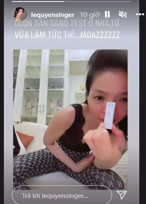 Lệ Quyên cho biết thêm, cô đã tiêm mũi vắc xin thứ 3. Ảnh chụp màn hình