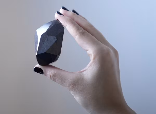 Viên kim cương đen này 555,55 carat vô cùng hiếm đang được đưa đi triển lãm tại nhiều nơi trên thế giới từ Dubai (UAE) đến Los Angeles (California, Mỹ), trước khi được đấu giá tại London (Anh) vào tháng 2.