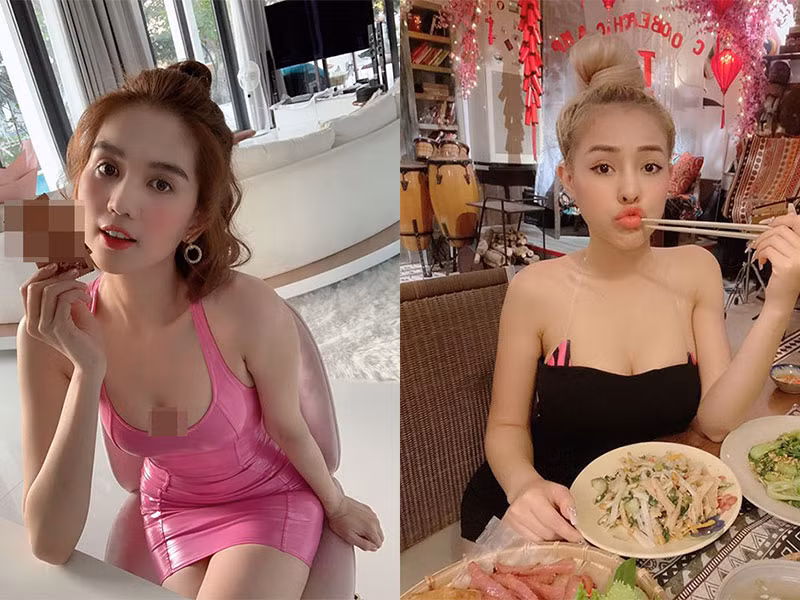 Gần đây, Ngọc Trinh bị chê do gầy hơn trước. Cô nặng 49 kg, số đo vòng 3 giảm 2 cm. Trong khi đó, Ngân 98 vẫn giữ chỉ số hình thể như trước đây.