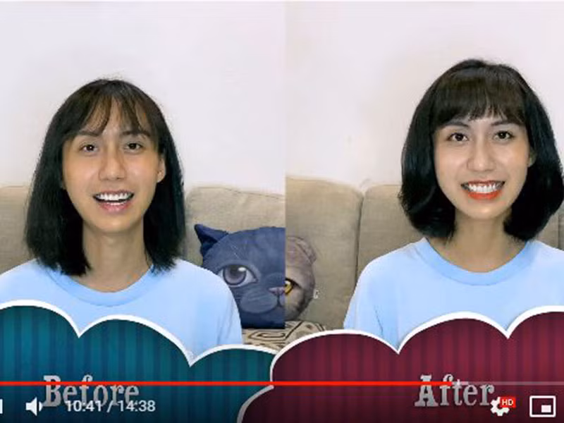 Nữ ca sĩ nhận được nhiều lời khen ngợi khi so sánh hình ảnh trước và sau khi uốn tóc, make up.