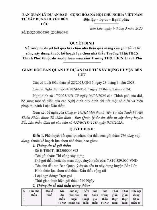 Long An: Mot ngay Hiep Thang L.A trung 2 goi thau xay lap gan 10 ty