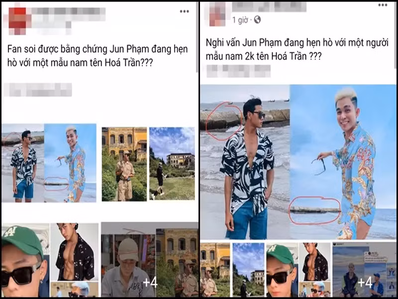 Jun Phạm còn từng vướng nghi vấn hẹn hò đồng giới. Tháng 7/2022, nhiều diễn đàn mạng lan truyền loạt ảnh về ca sĩ, diễn viên Jun Phạm, nhằm cho thấy anh đang hẹn hò người mẫu Hóa Trần. Ảnh: Vietnamnet