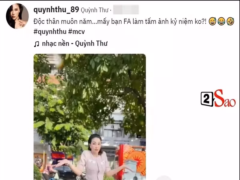 Tháng 4/2022, Quỳnh Thư viết ẩn ý: "Độc thân muôn năm. Mấy bạn F.A làm tấm ảnh kỷ niệm không?”. Ảnh: Vietnamnet