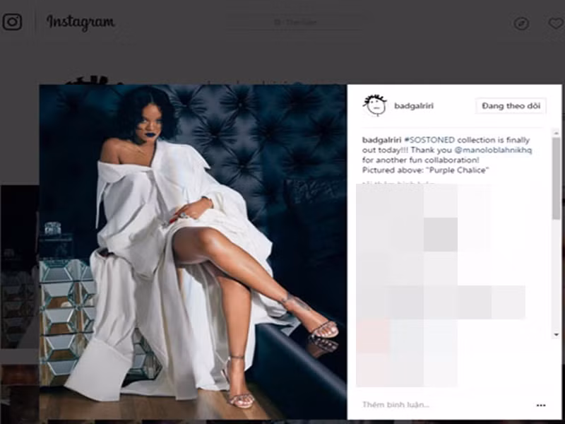 Trong một chiến dịch quảng cáo, nữ ca sĩ Rihanna đặt hàng 3 bộ trang phục, trong đó có mẫu sơ mi trắng của Công Trí. Ảnh: Người Lao Động