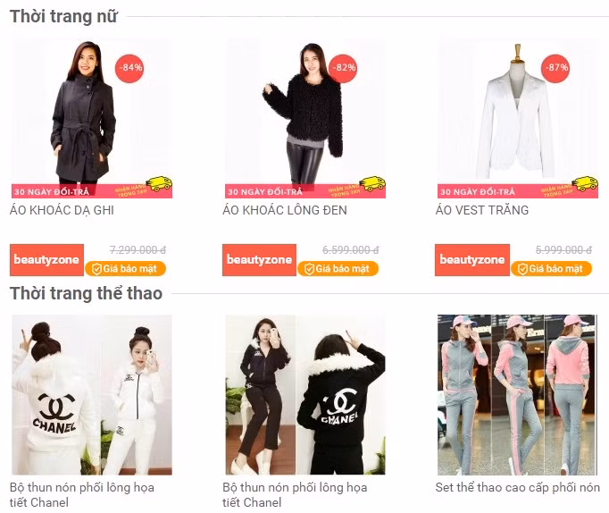 Nhiều sản phẩm thời trang cao cấp: Mango, Nike, New Look, Inner Circle giảm giá tới 50% trên Zalora... Các dòng thời trang thể thao nam nữ giảm mạnh tới 80% trên Beautyzone.