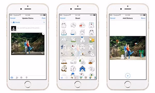 Facebook se tich hop Sticker khi tai anh len mang