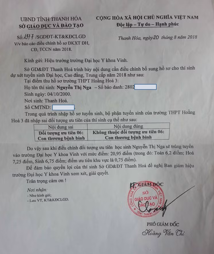 Nữ sinh “kêu cứu”: Đủ điểm nhưng 40 ngày chưa được nhập học Đại học Y khoa Vinh - Hình 3 Nu sinh “keu cuu”: Du diem nhung 40 ngay chua duoc nhap hoc Dai hoc Y khoa Vinh-Hinh-3