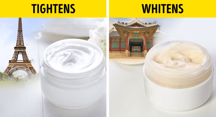 Mỹ phẩm châu Á tốt cho làm trắng da và mỹ phẩm châu Âu tốt cho việc loại bỏ nếp nhăn và se lỗ chân lông.