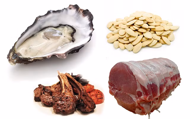 Thực phẩm giàu kẽm tạo điều kiện cho sự phát triển tóc và mô. Nó cũng giúp duy trì các tuyến dầu bao quanh nang tóc. Thực phẩm giàu kẽm như hàu, hạt bí, thịt gà nạc...Ảnh: Internet. 