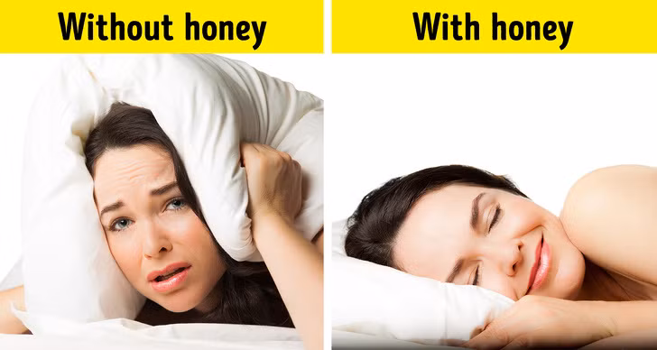 Giảm chứng mất ngủ: Những người bị chứng mất ngủ nên ăn hoặc uống mật ong trước khi đi ngủ. Đường chứa trong mật ong kích thích việc sản xuất serotonin, chất dẫn truyền thần kinh giúp bạn dễ ngủ hơn.