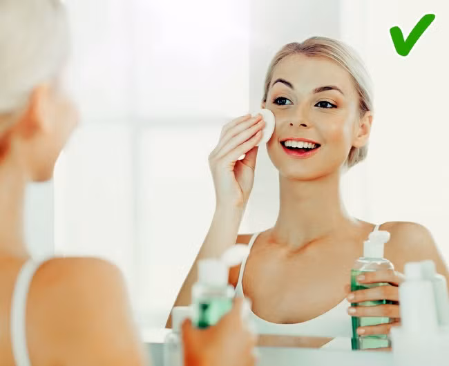 Không sử dụng nước hoa hồng sau khi rửa mặt là cách chăm sóc da sai lầm. Sau khi rửa mặt, bạn nên bôi nước hoa hồng để dưỡng ẩm.