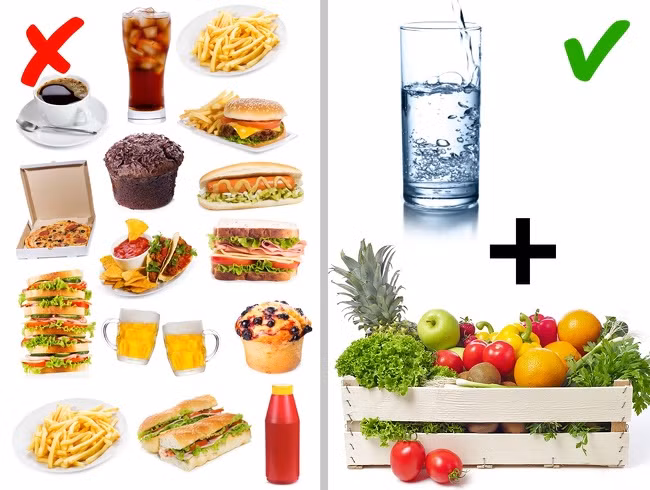 Không uống đủ nước và dùng nhiều đồ ăn nhanh cũng ảnh hưởng trực tiếp tới da mặt của bạn. ưẢnh: Despositphotos.