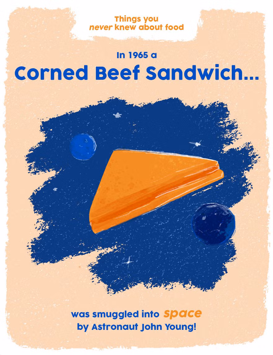 Một miếng sandwich bia đã được đưa vào vũ trụ năm 1965 bởi phi hành gia John Young. Ảnh: cda.eu.