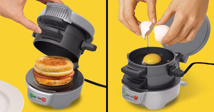Chiếc máy làm bánh sandwich sẽ nấu một bữa ăn sáng hoàn hảo trong 5 phút.