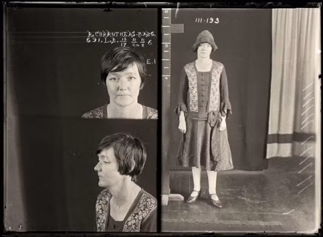  Ruth Carruthers, 7/9/1926 (28 tuổi) bị kết án 6 tháng từ cho tội danh lừa đảo. Ảnh: Vintag.