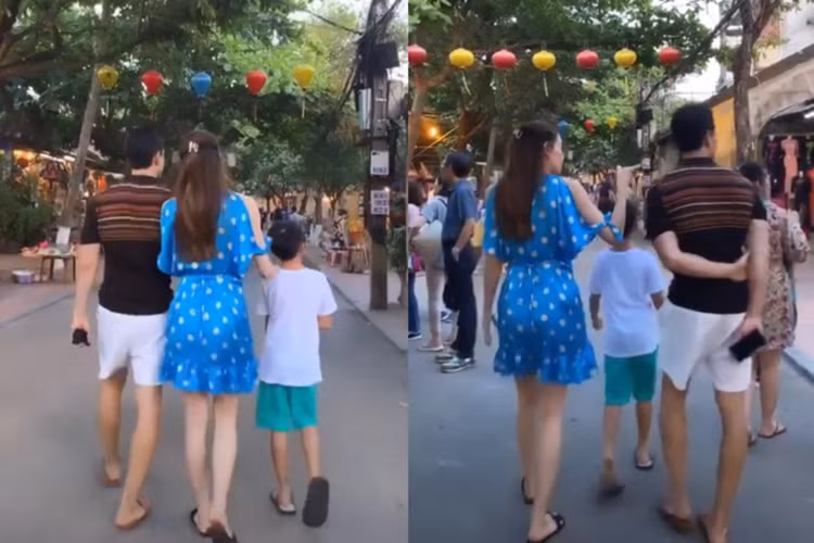 Hình ảnh Hồ Ngọc Hà bên con trai riêng và bạn trai khi dạo phố Hội An.
