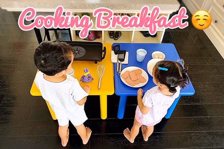 Bé Richard và bé Chloe nhà Tăng Thanh Hà dường như khá nghịch ngợm.