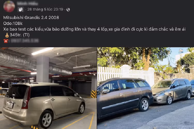 Mới đây, “huyền thoại” một thời của Nhật Bản tại Việt Nam là Mitsubishi Grandis đời 2008 - một trong những mặt hàng được rao bán trên cộng đồng xe cũ tại Đồng Nai với mức giá “ngon bổ rẻ”.