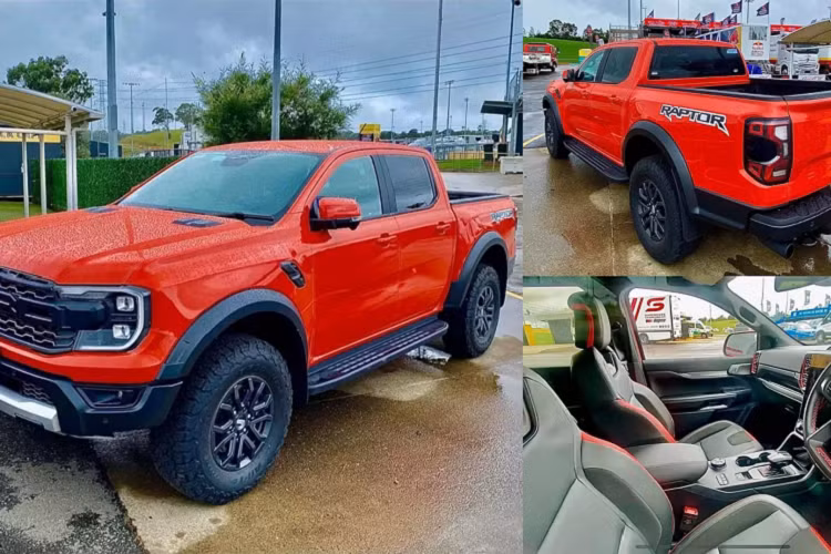 Ảnh thực tế của Ranger Raptor 2022 mới gây bất ngờ với thiết kế đẹp mắt, hầm hố lấy cảm hứng từ mẫu bán tải hiệu năng cao cỡ lớn F-150 Raptor với đèn pha LED tạo hình chữ “C” và lưới tản nhiệt cỡ lớn với dòng chữ “FORD” làm điểm nhất nổi bật. Tuy nhiên, tổng thể xe không có nhiều sự khác biệt so với thế hệ cũ.