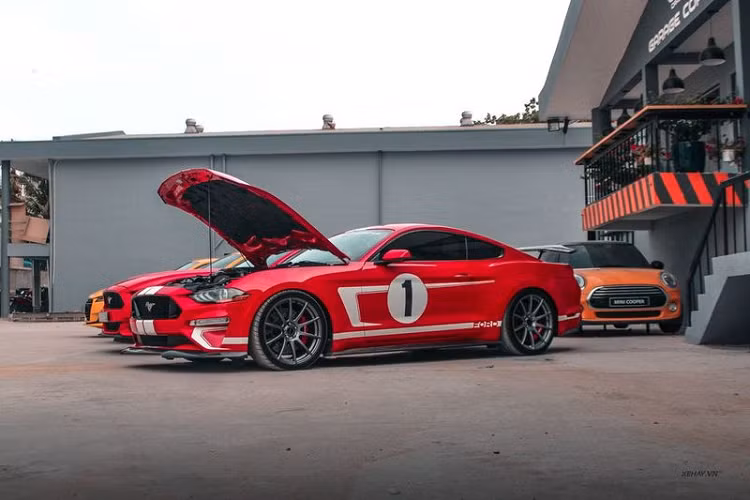 Ford Mustang Hennessey được giới thiệu đến công chúng năm 2018 nhân kỷ niệm hãng độ hiệu suất Hennessey xuất xưởng chiếc xe thứ 10.000. Chiếc xe của ông Vũ là một trong tổng 19 chiếc trên toàn thế giới. Xe sở hữu kiểu dáng gần như tương tự nguyên bản Mustang GT Coupe, nhưng khoác màu sơn đỏ-trắng lấy cảm hứng từ mẫu xe vang danh một thời Ford GT Heritage Edition.