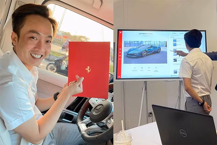 Sau nhiều tháng chờ đợi tới nay, Ferrari SF90 Spider của đại gia siêu xe Cường Đô la đã cập bến Việt Nam. Đúng như những hình ảnh và thông tin mà anh đã đăng tải trước đó, siêu phẩm Ferrari SF90 Spider mà anh mới tậu có ngoại thất màu xanh dương.