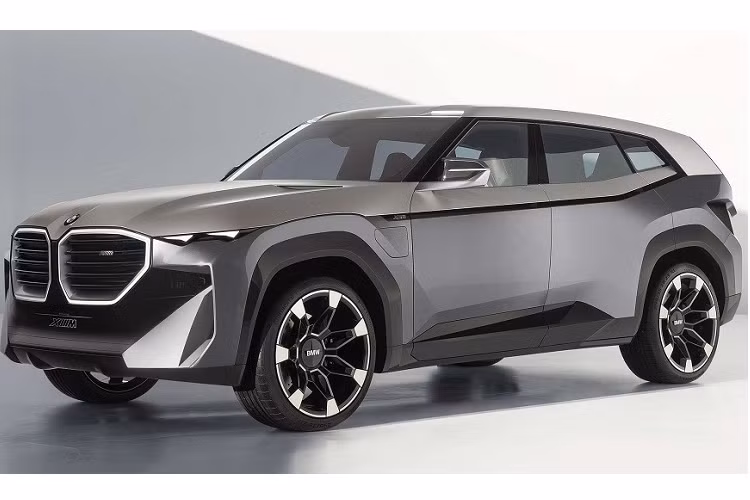 BMW XM 2023 lo dien - luoi tan nhiet qua than co lon, den 2 tang