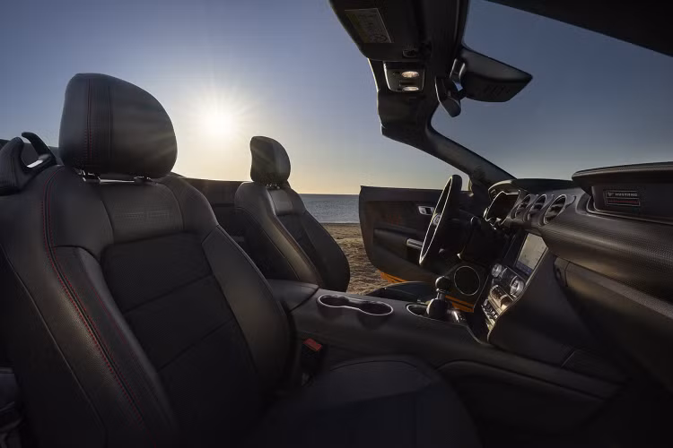 Mustang Convertible California Special được lấy cảm hứng từ bản gốc ra mắt năm 1968. Mẫu xe có huy hiệu GT/CS trong màu đỏ Race Red, lưới tản nhiệt tổ ong màu đen Ebony, vành xe hợp kim 19 inch màu xám và 4 ống xả. Để làm nổi bật hơn, Ford đưa ra bộ decal “chuyển màu” California Special thú vị với chữ viết “California Special” ẩn ở hai bên sườn xe và có thể nhìn thấy dưới ánh sáng mặt trời mạnh.