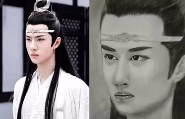 Tiêu Chiến vốn có lực lượng fan hùng hậu bởi vẻ ngoài soái ca của mình, nhất là khi anh đóng các vai có tạo hình cổ trang. Nhưng nhìn bức chân dung dưới đây, ai cũng phải khóc ròng thay cho anh vì quá đỗi dị hợm. 