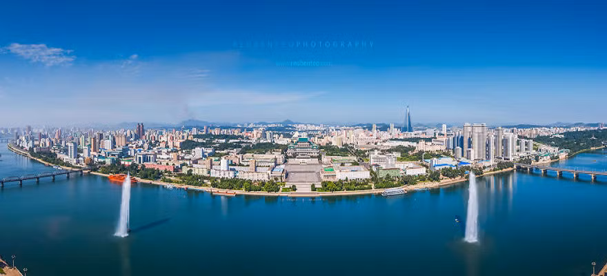 Thủ đô Bình Nhưỡng hiện đại nhìn từ trên cao.