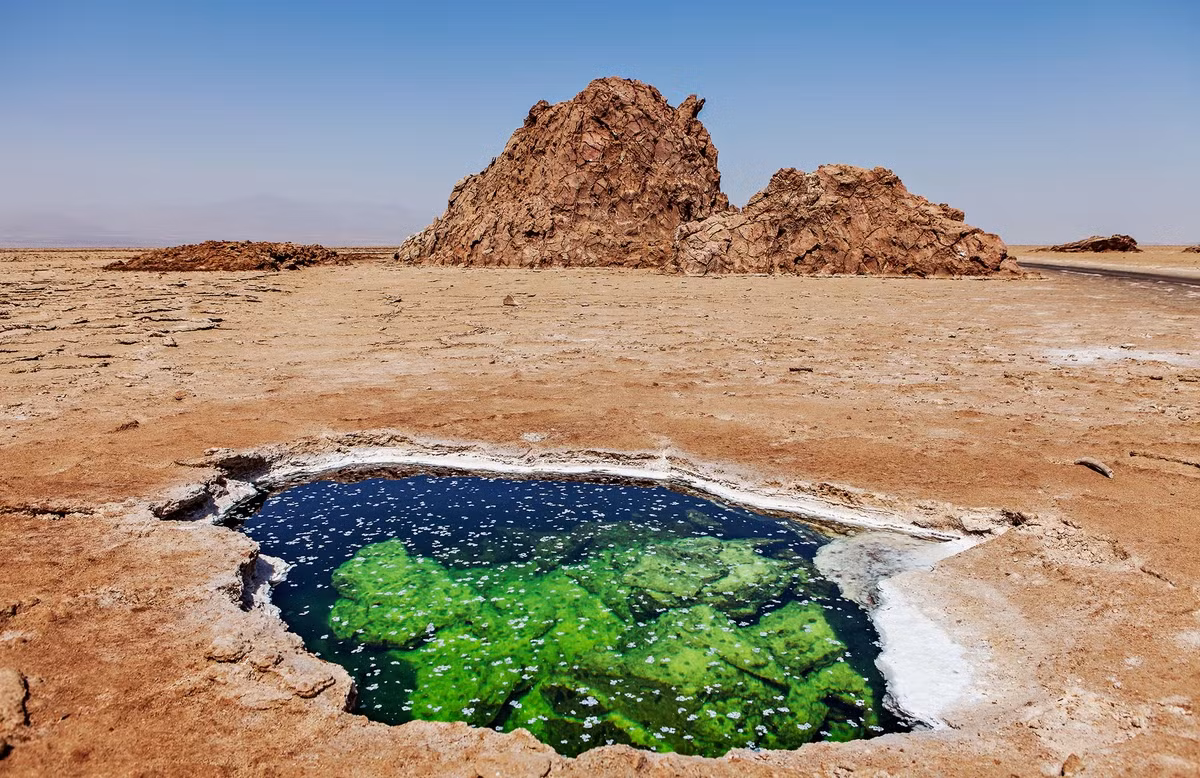 Một trong những suối nước nóng ở vùng trũng Danakil, thuộc vùng Afar ở miền bắc Ethiopia.