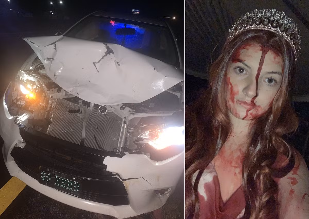 Hóa trang Halloween, trùng hợp cô gái gặp tai nạn xe, cảnh sát phát khiếp... Hoa trang Halloween, trung hop co gai gap tai nan xe, canh sat phat khiep...