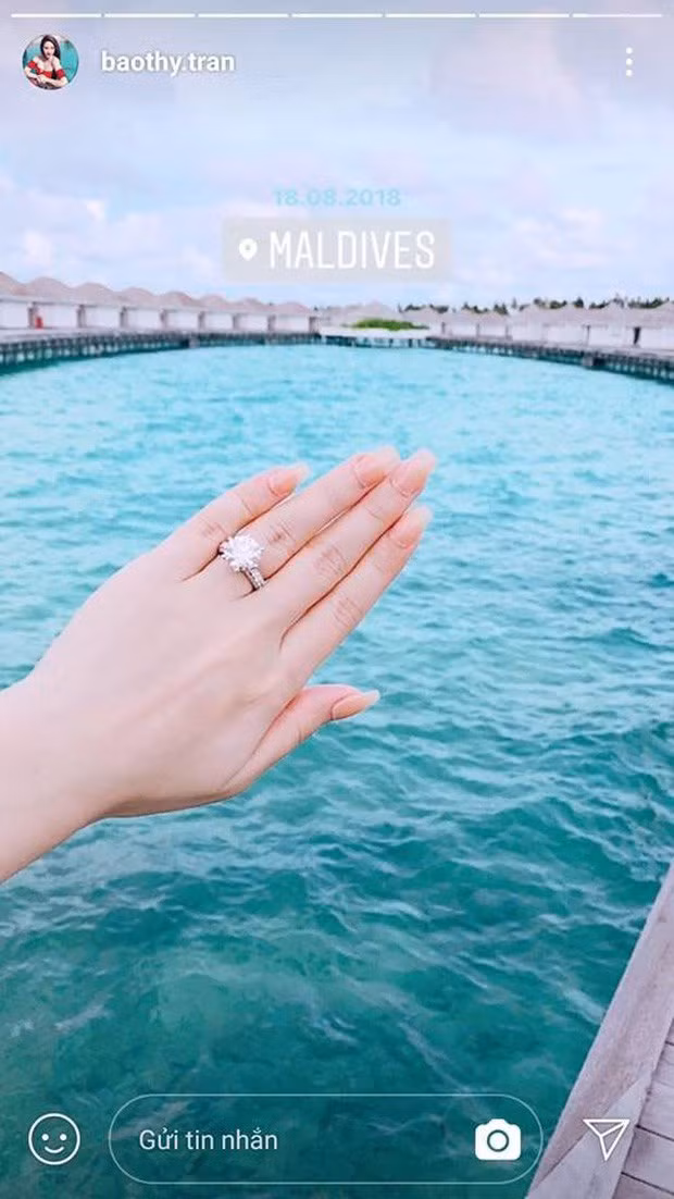 Năm 2018, Bảo Thy gây chú ý khi khoe chiếc nhẫn kim cương có kích thước "khủng". Ảnh: Thegioitre.