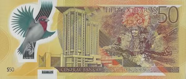 Tờ bạc 50 USD mà Trinidad&amp;Tobago (đảo quốc ngoài khơi bờ biển Venezuela) phát hành từng chiến thắng trong cuộc đua xếp hạng những tờ tiền đẹp nhất năm 2015 của tổ chức International Bank Note Society (IBNS).