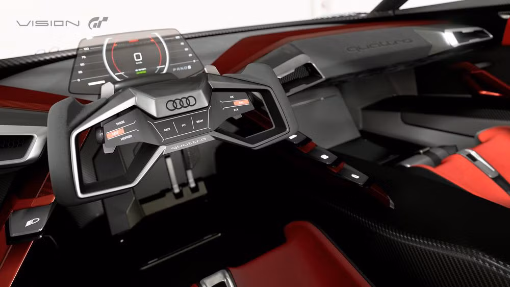 Khác với nhiều concept vision GT khác, mẫu xe điện lần này của Audi sẽ góp mặt trên đường đua Formula E vào cuối tuần này tại Rome, Italy, trong vai trò xe chở khách tham gia trong suốt cuộc tranh tài.