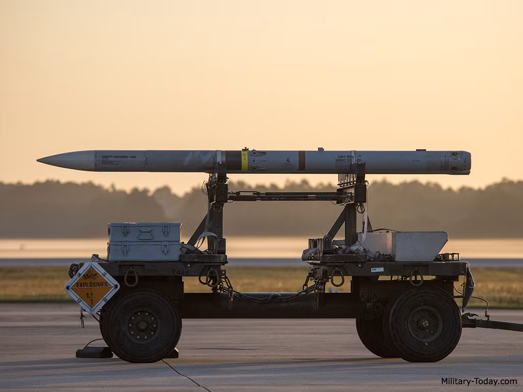  Tên lửa không đối không AIM-120 được công ty Hughes và Raytheon thay nhau phát triển, sản xuất từ 1991 tới nay. Nó ra đời nhằm thay thế cho mẫu tên lửa dẫn đường bằng radar bán chủ động AIM-7 Sparrow vốn được đánh giá là kém hiệu quả. Đơng giá một quả AIM-120 chừng 300.000-400.00 USD với các phiên bản từ AIM-120A đến C và lên tới "giá khủng" 1,78 triệu USD/quả với phiên bản AIM-120D.