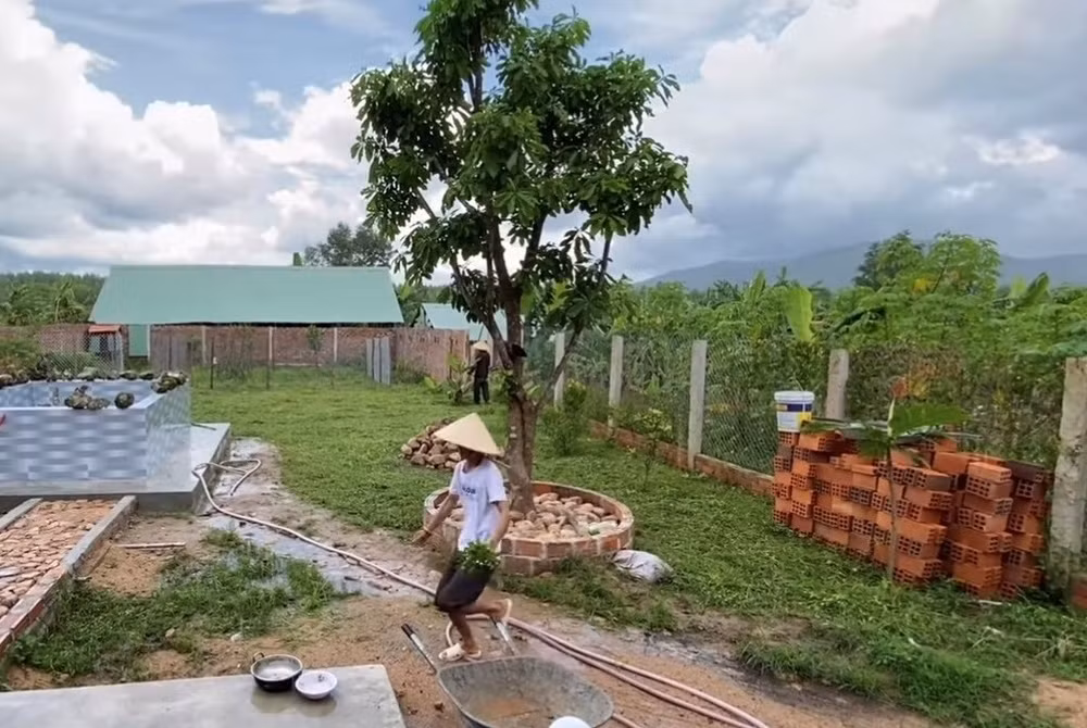 Khu vườn rộng rãi dược trồng nhiều cây xanh.