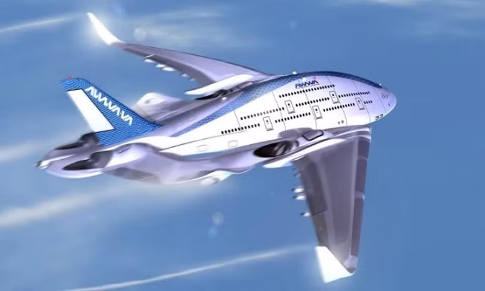 Tại cuộc triển lãm mới đây về phương tiện giao thông tương lai ở Sheikh Abdullah của Kuwait, mẫu máy bay với tên gọi AWWA Sky Whale của nhà thiết kế người Tây Ban Nha Oscar Vinals thu hút sự chú ý của khách tham quan.