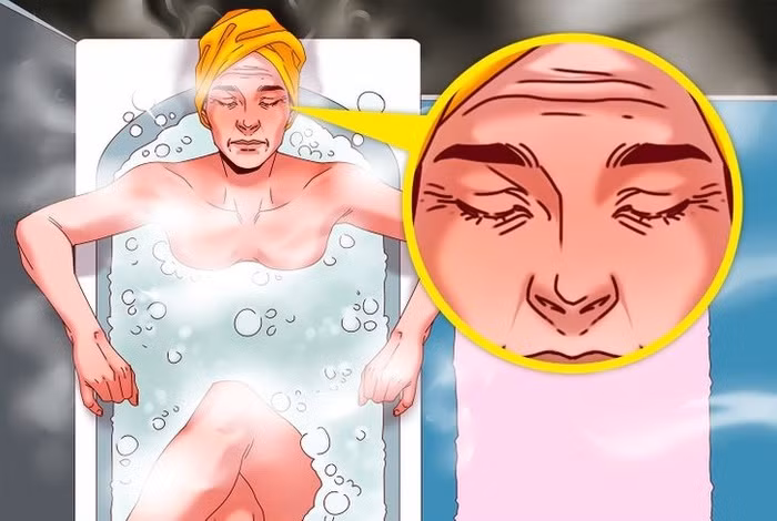 6. Tắm nước nóng lâu với xà phòng Các sản phẩm xà phòng, tẩy rửa cơ thể, vệ sinh cá nhân có thể thay đổi độ pH của da, dẫn đến kích ứng và khô da, làm xói mòn các rào cản của da và kích thích lão hóa sớm. Đặc biệt nếu bạn sử dụng xà phòng có tính kiềm mạnh, tình hình có thể còn tồi tệ hơn. Hãy sử dụng các sản phẩm tẩy rửa tự nhiên thay cho xà phòng.