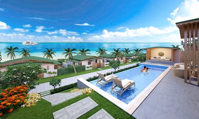 Mövenpick Villas được thiết kế hướng biển, nhìn thấy biển và rất gần biển.