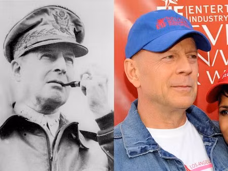 Tướng Douglas MacArthur nổi tiếng của nước Mỹ có một "bản sao" giống hệt là nam diễn viên Bruce Willis.