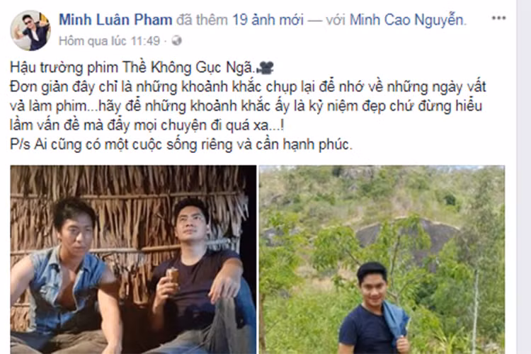 Bình Minh - Trương Quỳnh Anh đang trở thành tâm điểm sau loạt ảnh thân mật trên mức đồng nghiệp bị rò rỉ. Từng đóng chung phim “Thề không gục ngã” với Bình Minh và Trương Quỳnh Anh, Minh Luân vừa lên tiếng về ồn ào này. Ảnh: FBNV