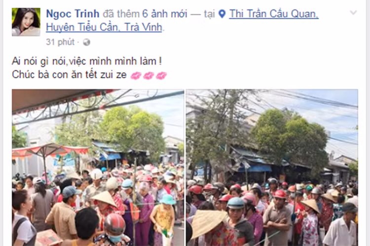 Đi kèm loạt ảnh, Ngọc Trinh để lại dòng bình luận: “Ai nói gì nói, việc mình mình làm! Chúc bà con ăn tết vui vẻ”. Dường như, cô không quá bận tâm những ý kiến trái chiều về buổi đấu giá SIM gần đây. (Ảnh: chụp màn hình)