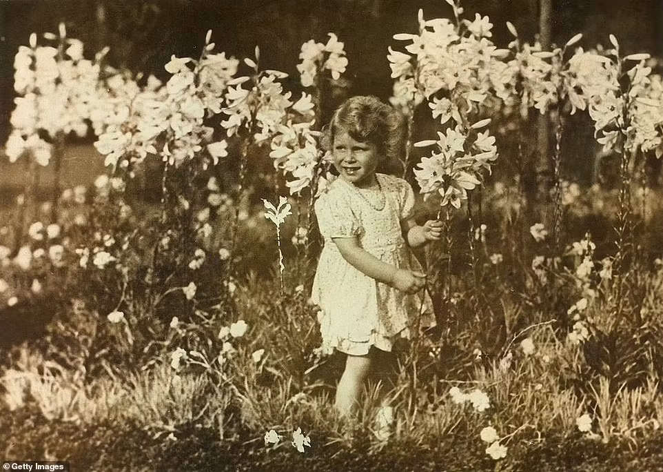 Công chúa Elizabeth đang hái hoa trong bức ảnh được chụp bởi Vua cha George VI vào khoảng năm 1930.