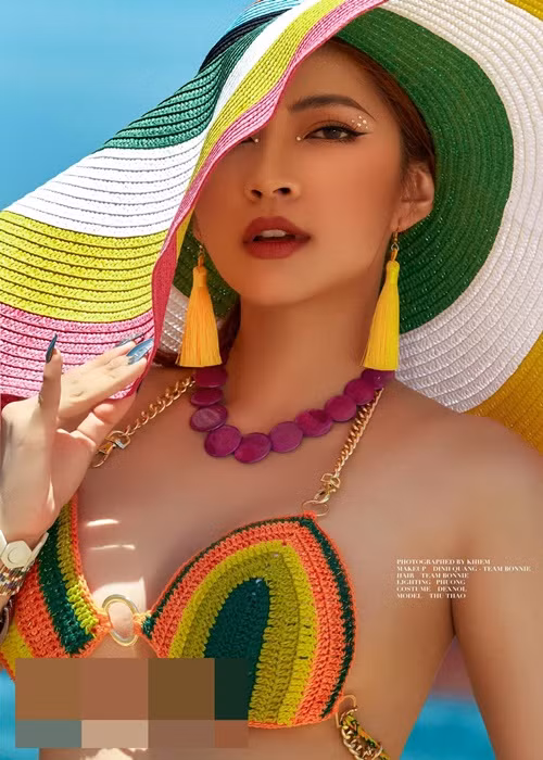 Thu Thảo tâm sự, cô từng nghĩ sẽ không bao giờ dám mặc lại bikini nhưng ước mơ của cô đã trở thành hiện thực. Ảnh: Khiem