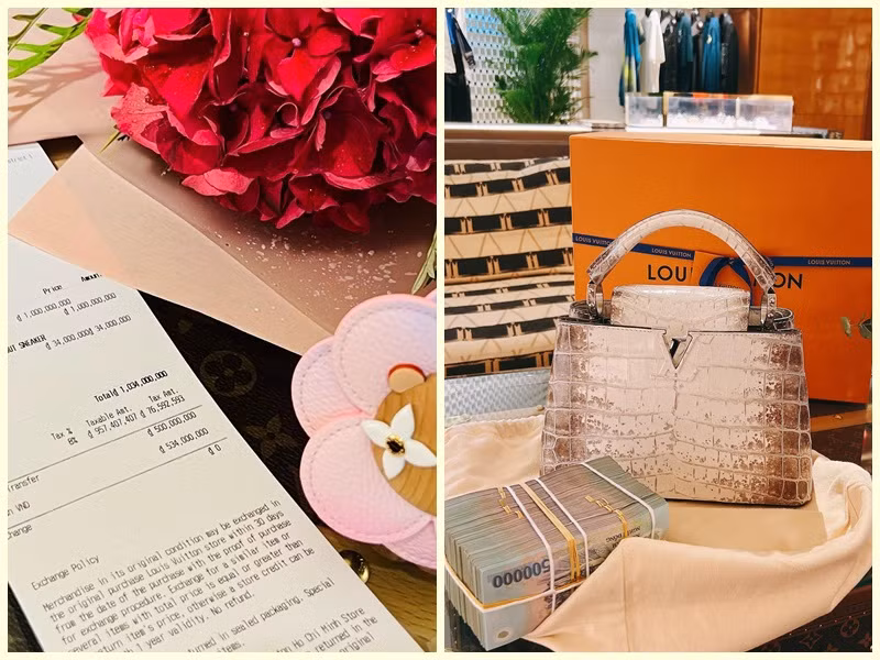 “Ngọc nữ Bolero” đăng tải hình ảnh hóa đơn mua túi hiệu.