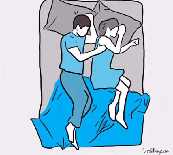 Một là, tư thế nằm phản ánh mối quan hệ không còn đam mê. Một hoặc cả hai người không có nhu cầu tiếp xúc cơ thể. Hai là, người quay lưng đang tỏ ý muốn được đối phương chú ý nhiều hơn.